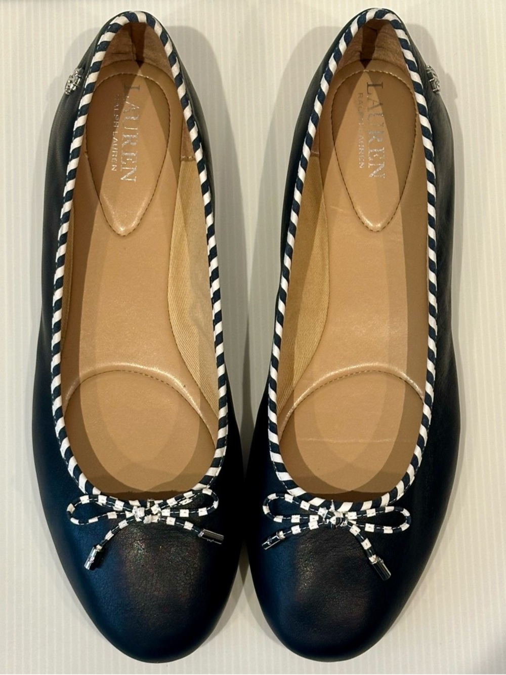 Ralph Lauren Jayna Flats in Navy Stripe-EUC!